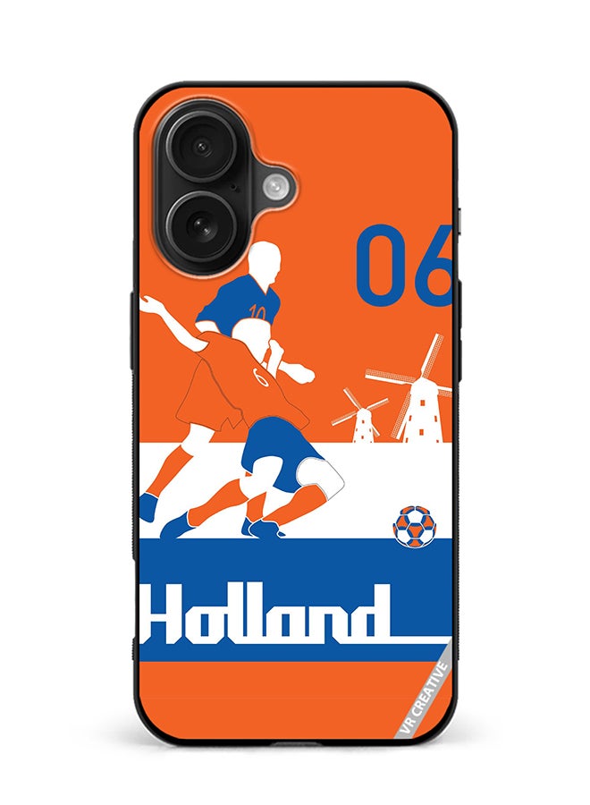 VR CREATIVE Protective Case Cover For Apple iPhone 16 Holland Football Soccer Players Design Multicolour