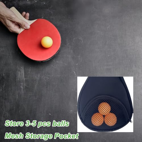 CORECISE Table Tennis Racket paddle cover，Ping Pong Paddle Carry Sleeve Bag,Table Tennis Bat Protective Paddle Sleeve, Ping Pong Paddle Racket Bag Case With Ball Storage Mesh Pocket and Shoulder Carry Strap - Image 3