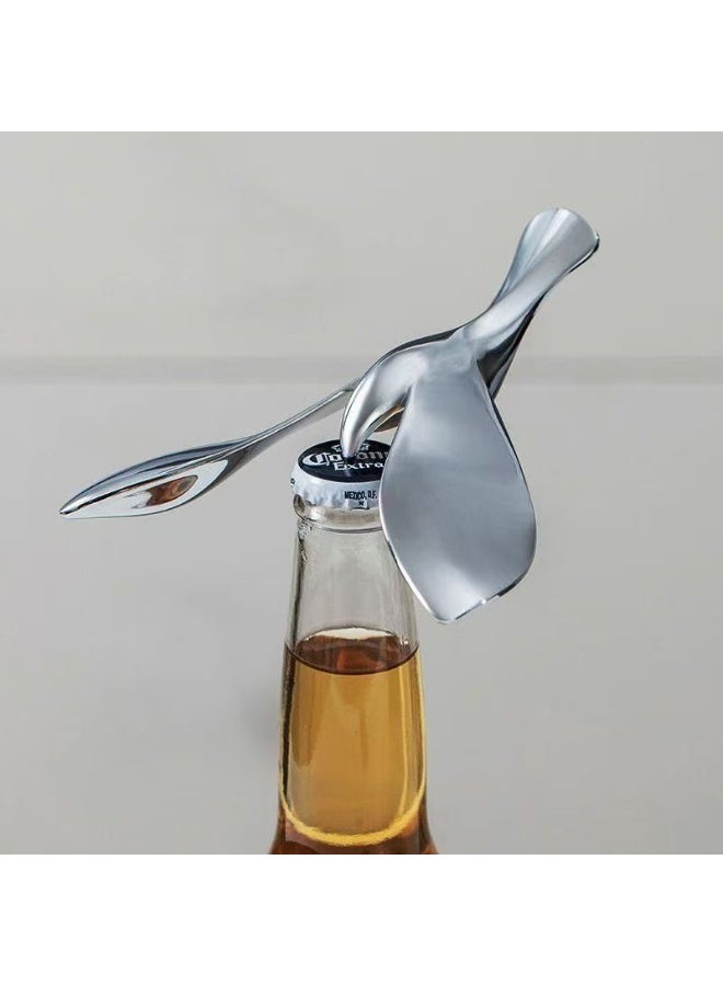 فتاحة زجاجات على شكل طائر متوازن، فتاحة زجاجات متعددة الوظائف، فتاحة زجاجات مزخرفة بتصميم عائم ودوار لفتح أغطية زجاجات البيرة والنبيذ الأحمر وتزيين سطح المكتب - Image 2