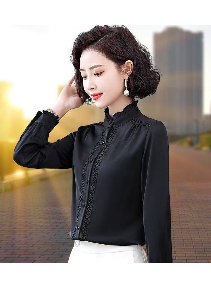 Shougu New Temperament Solid Color Shirt Women's Long Sleeved Shirt  - Image 1