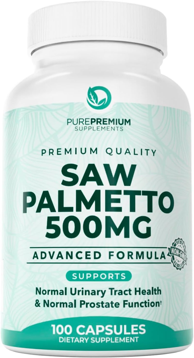 PUREPREMIUM SUPPLEMENTS مكمل ساو بالميتو النقي 500 ملغ للرجال والنساء - أقصى قوة مستخلص ساو بالميتو - كبسولات مسحوق - دعم صحة المسالك البولية الطبيعية وصحة البروستاتا والشعر - إمداد لمدة 3 أشهر - 100 قرص - Image 1