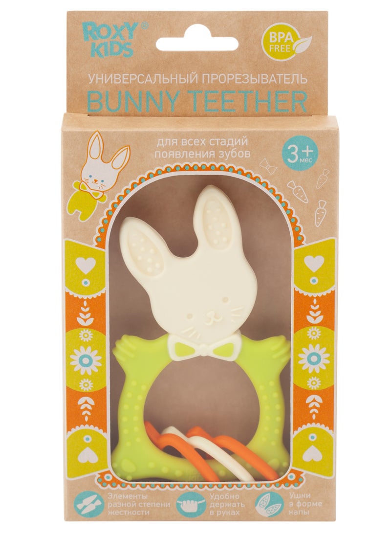 Generic - Teether Bunny ROXY-KIDS Multi-Stage Teething Relief  with Varying Hardness, Easy-to-Hold Design, Safe Hypoallergenic Materials, Fun & Functional - Image 1