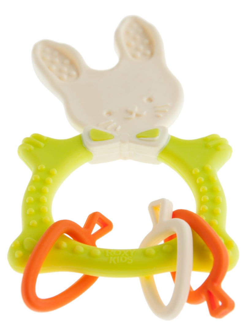 Generic - Teether Bunny ROXY-KIDS Multi-Stage Teething Relief  with Varying Hardness, Easy-to-Hold Design, Safe Hypoallergenic Materials, Fun & Functional - Image 1