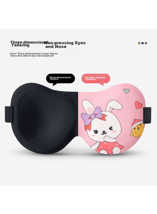 Tiantianzai Children's Eye Mask For Boys And Girls, Light-blocking Sleep Aid, Student Nap-specific Eye Protection, Pink Rabbit Desig - Image 3