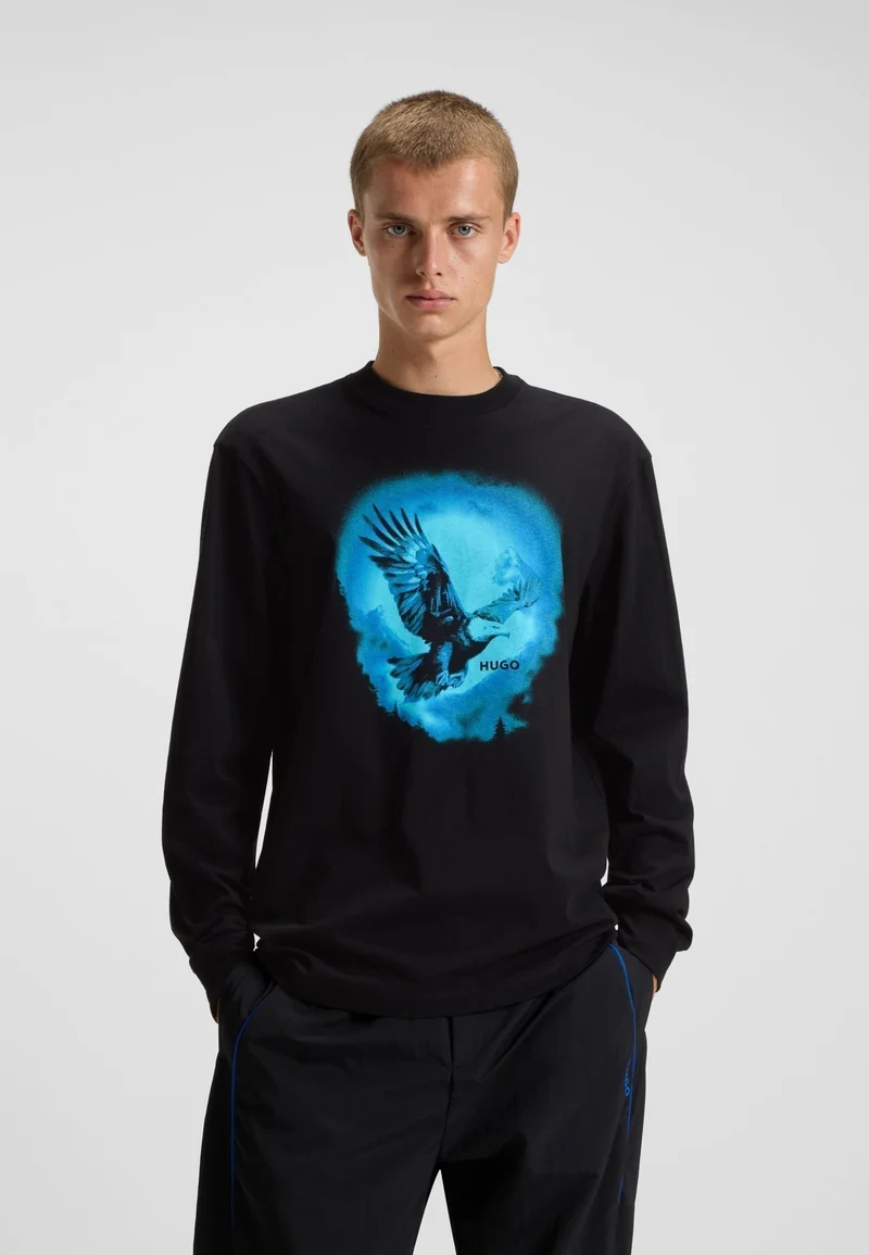 HUGO Cotton-jersey T-shirt with eagle print