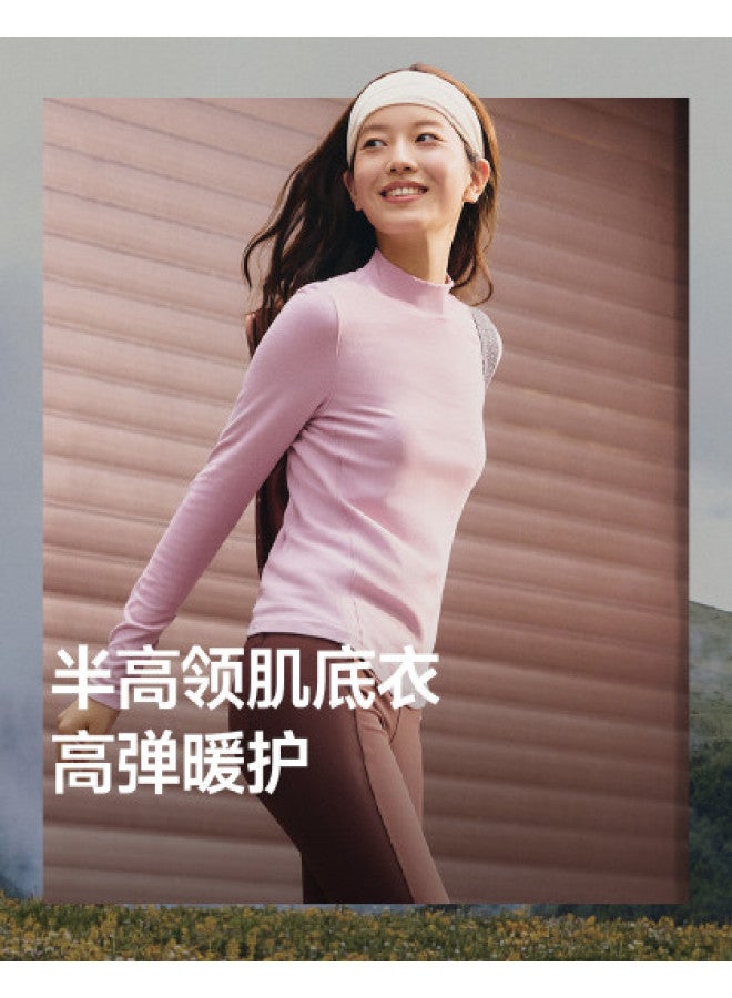 Beneunder New Versatile Brushed Semi-High Neck Base Layer Shirt For Women, Long Sleeve T-Shirt For Outerwear Or Layering - Image 1