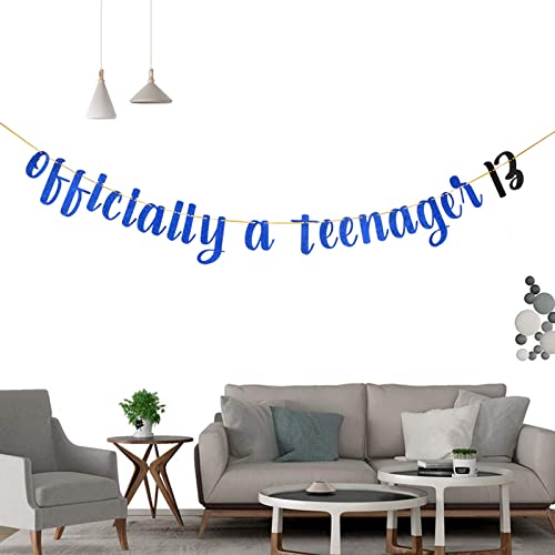 Festiko®Royal Blue Glitter Happy 13th Birthday Banner - Teen's 13th Birthday Party Decorations - Thirteen Years Old Birthday Banner - Image 4