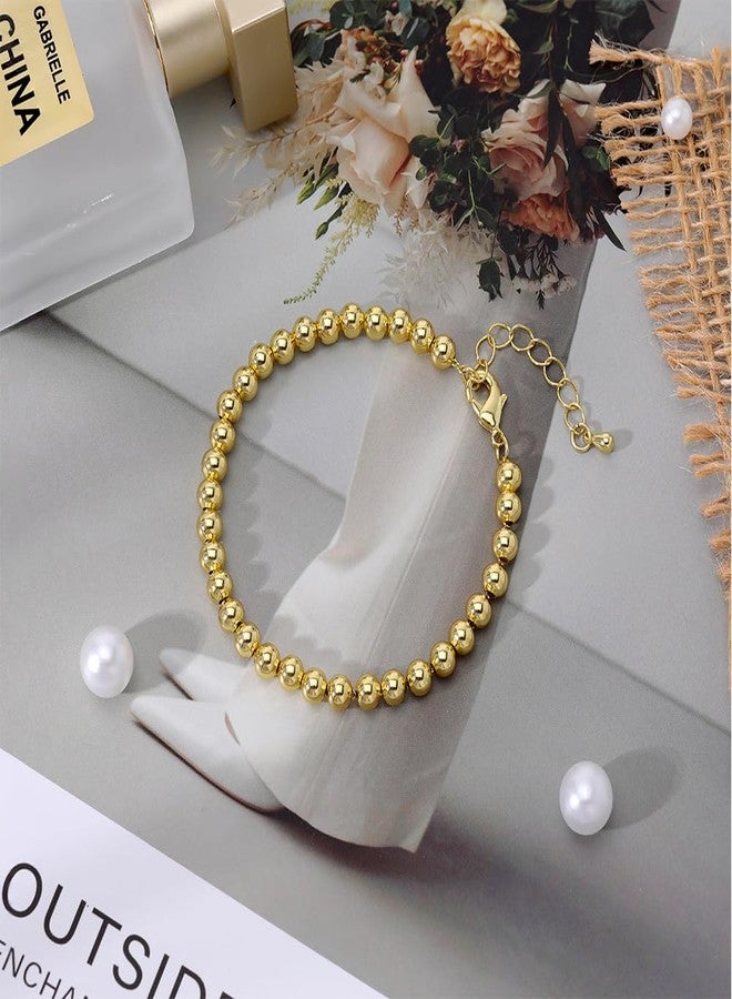 Aprilery Gold Chain Bracelets for Women Trendy 14K Gold Plated Link Bracelet Jewelry for Her (Gold Bead) - Image 4