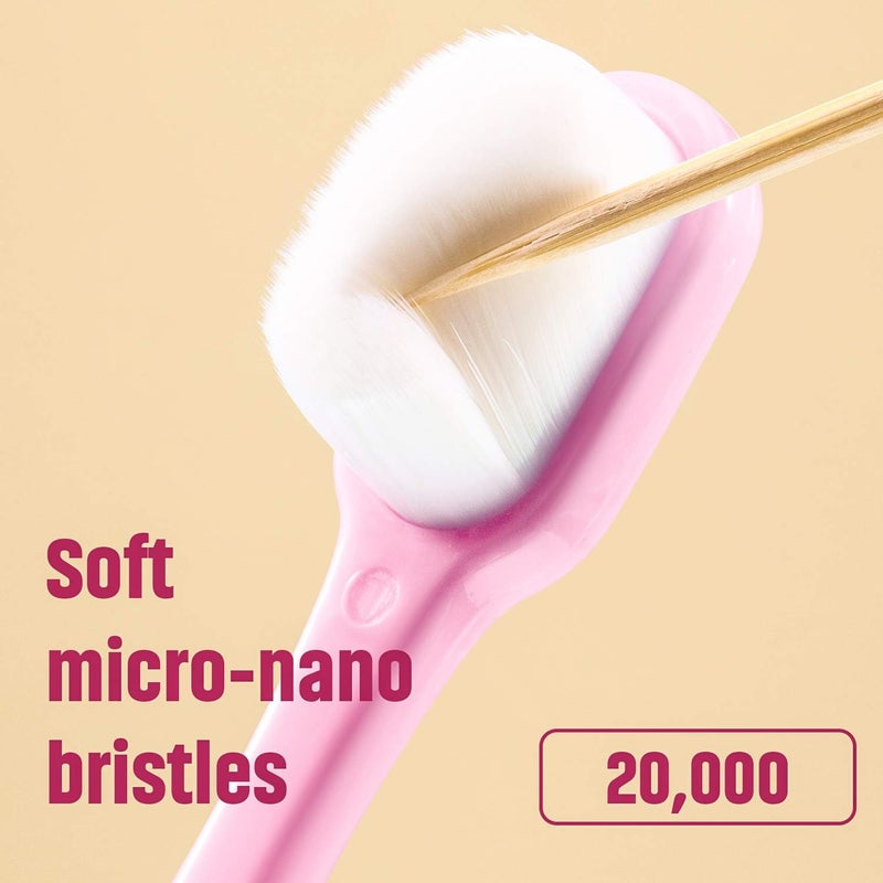 BOAO 4 Pieces Soft Bristle Toothbrush Nano Toothbrush Ultra Soft Toothbrush Manual Toothbrush with 20,000 Bristles for Sensitive Teeth and Gum Adult Kid Children (Pink, Blue, Black, White) - Image 5