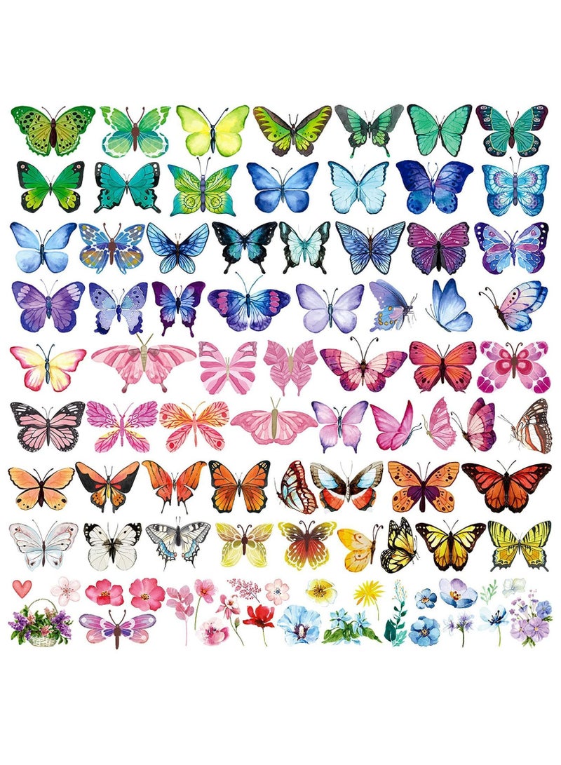 NIBEMINENT Butterfly Tattoos for Kids and Women, 100 Pcs Colorful Waterproof Temporary Stickers Party Favors Gifts Decoration - Image 1