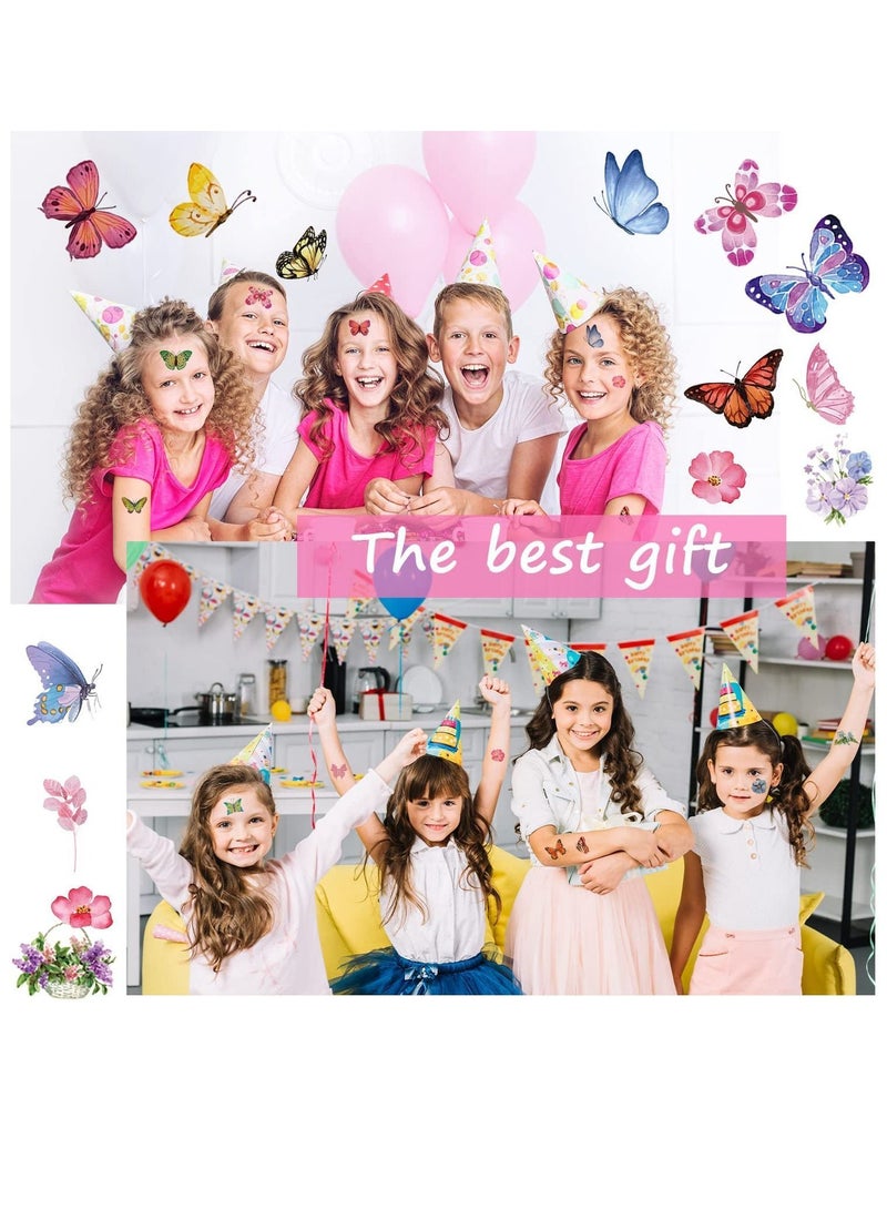 NIBEMINENT Butterfly Tattoos for Kids and Women, 100 Pcs Colorful Waterproof Temporary Stickers Party Favors Gifts Decoration - Image 3