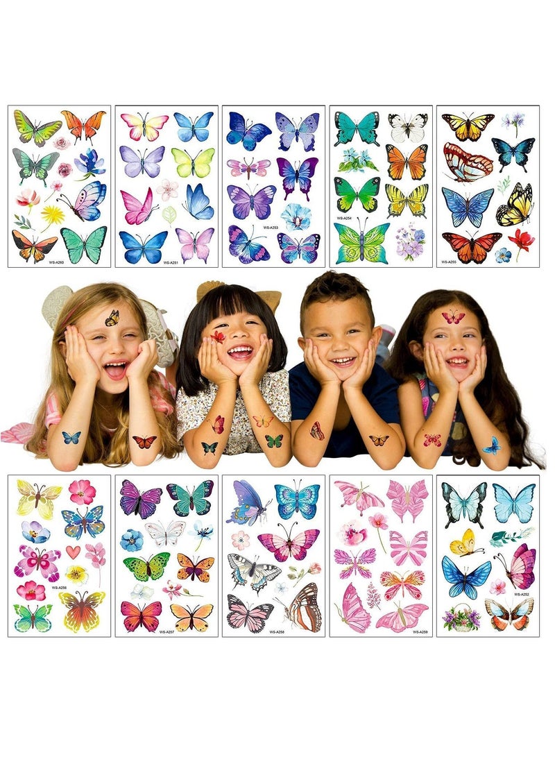 NIBEMINENT Butterfly Tattoos for Kids and Women, 100 Pcs Colorful Waterproof Temporary Stickers Party Favors Gifts Decoration - Image 4