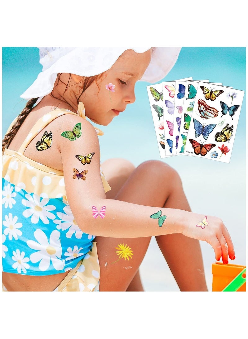 NIBEMINENT Butterfly Tattoos for Kids and Women, 100 Pcs Colorful Waterproof Temporary Stickers Party Favors Gifts Decoration - Image 2
