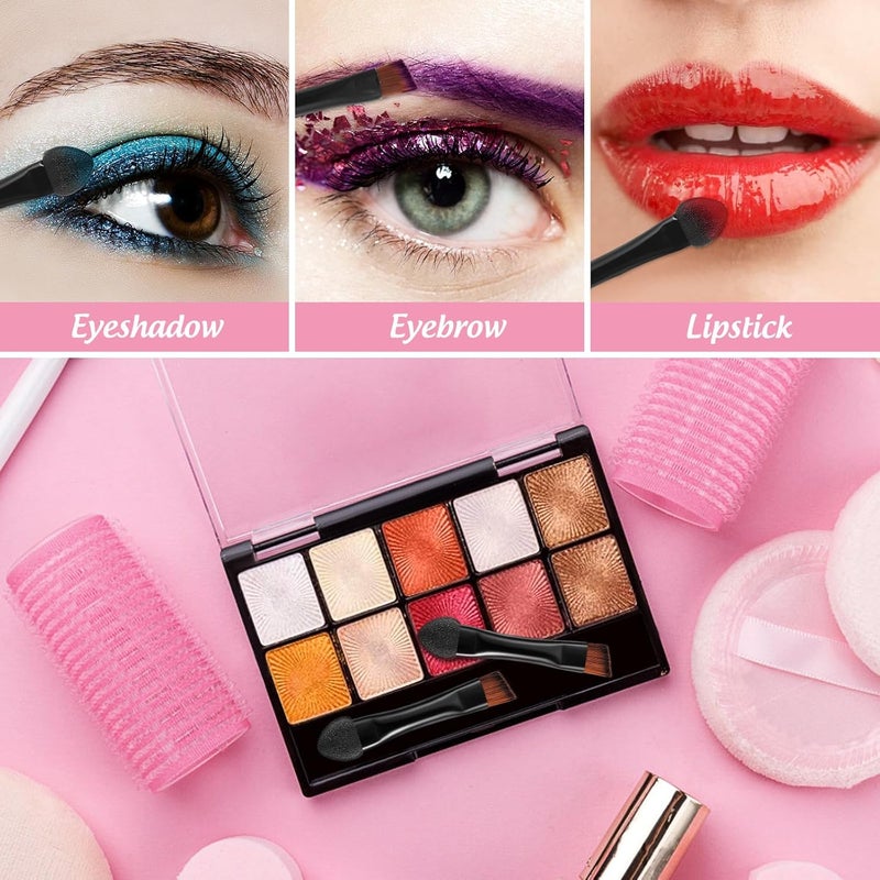 GALPADA 20pcs Double Sided Eyeshadow Brushes and Angled Eyebrow Brush Set, Portable Dual-ended Makeup Tools with Sponge Applicator for Eye Shadow and Brow Concealer, Travel-friendly Kit - Image 3