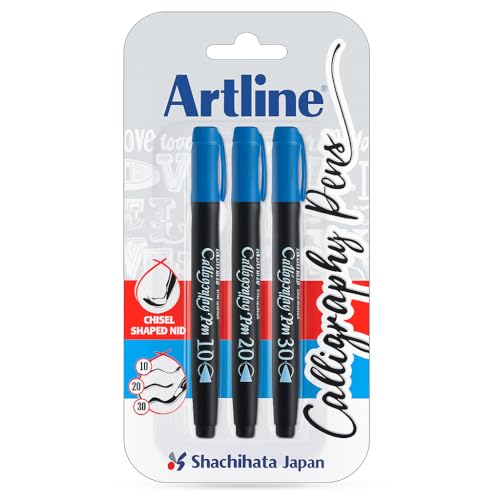 Artline Ergoline Blue Colour Calligraphy Pen Set Of 3 | Perfect For Lettering and Decoration - Image 1
