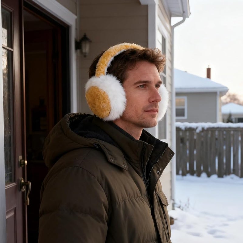 سماعات أذن قابلة للطي للأطفال، خفيفة الوزن مع بطانة فرو دافئة وعصابة رأس للتزلج وركوب الدراجات والجري - Image 3