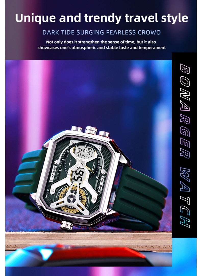 BONARGER New Men's Electronic Multi-Function Sport Luminous Waterproof Personalized Large Dial Watch - Image 3