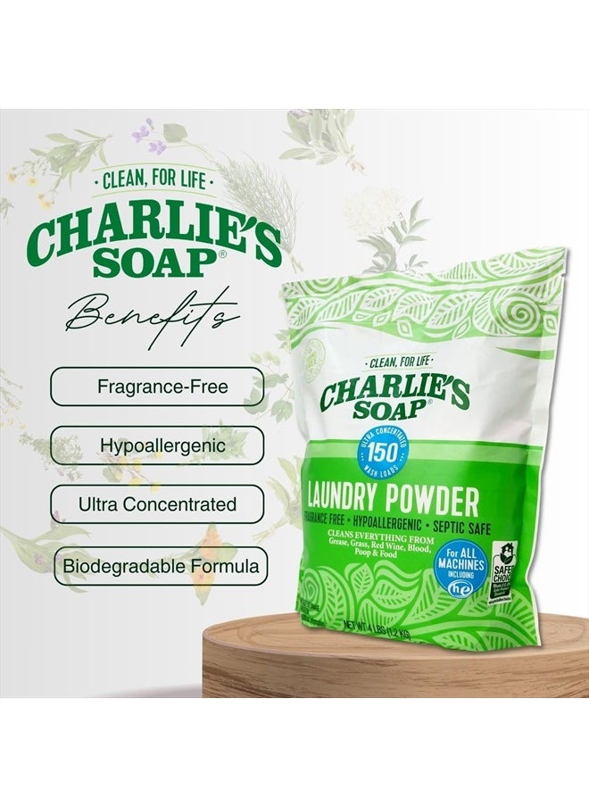 Charlie's Soap - Laundry Powder New (150 Loads, 1 Pack) Fragrance Free Hypoallergenic Plant Based Deep Cleaning Laundry Powder – Biodegradable Eco Friendly Sustainable Laundry Detergent - Image 1
