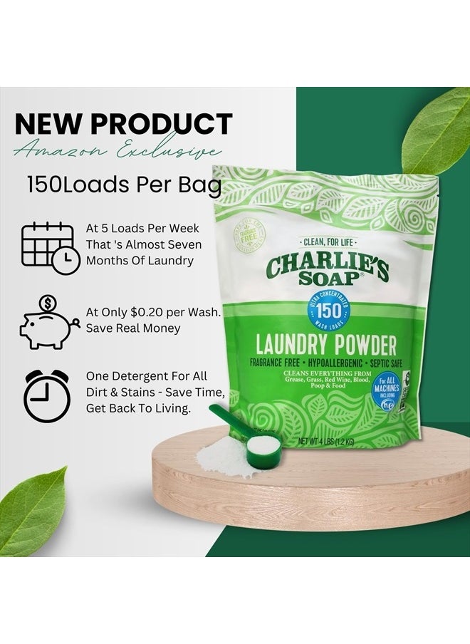 Charlie's Soap - Laundry Powder New (150 Loads, 1 Pack) Fragrance Free Hypoallergenic Plant Based Deep Cleaning Laundry Powder – Biodegradable Eco Friendly Sustainable Laundry Detergent - Image 1