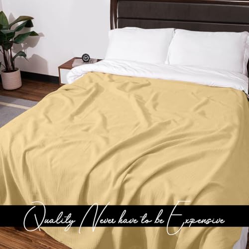 Avalonbedding Avalon Bedding 100% Cotton Blankets King Size Thermal Blanket (108"x90") - Perfect Cotton Blanket King Size for Layering Bed in Any Season - Cotton Blankets for Bed (Beige) - Image 3
