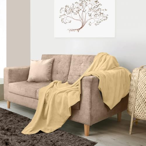 Avalonbedding Avalon Bedding 100% Cotton Blankets King Size Thermal Blanket (108"x90") - Perfect Cotton Blanket King Size for Layering Bed in Any Season - Cotton Blankets for Bed (Beige) - Image 4