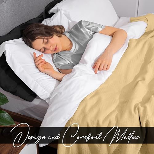 Avalonbedding Avalon Bedding 100% Cotton Blankets King Size Thermal Blanket (108"x90") - Perfect Cotton Blanket King Size for Layering Bed in Any Season - Cotton Blankets for Bed (Beige) - Image 2
