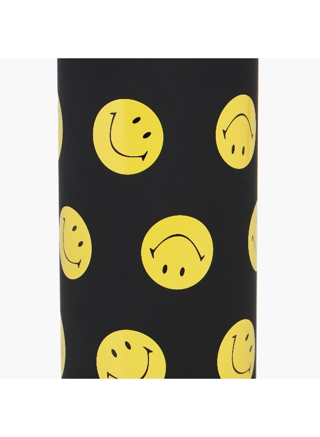 LIFESTYLE Smiley Print Black Stainless Steel Water Bottle - 1 L - Image 5