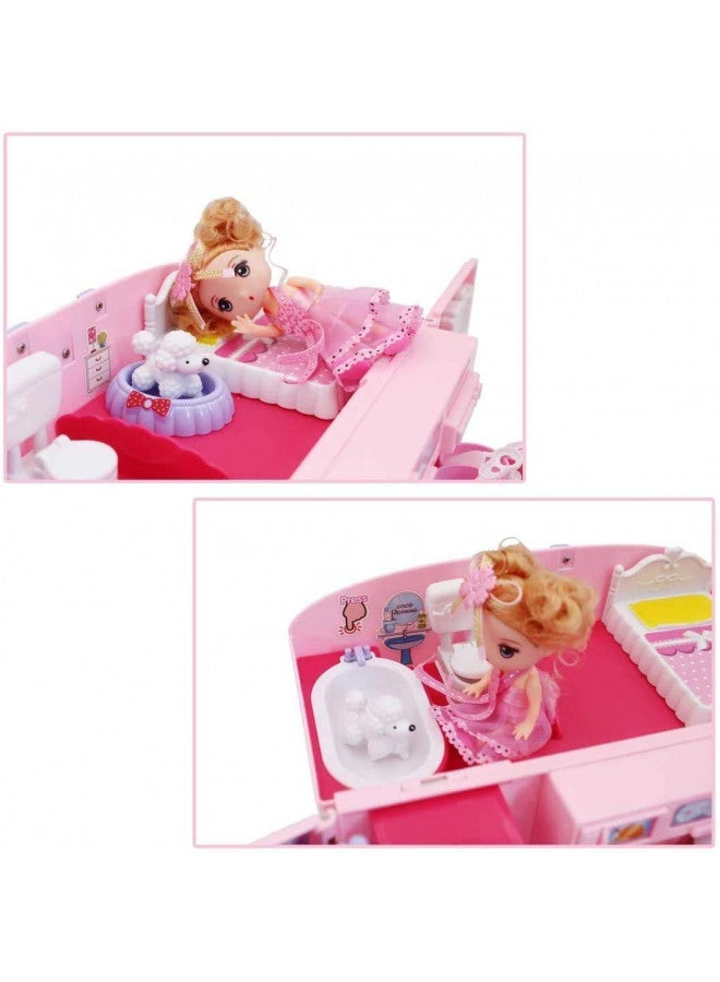 deAO Doll Houses Portable Backpack for Girls with Doll Toy House with Light and Music Baby Dollhouse Furniture for 3 to 8 Years Olds Toddler Kids - Image 4