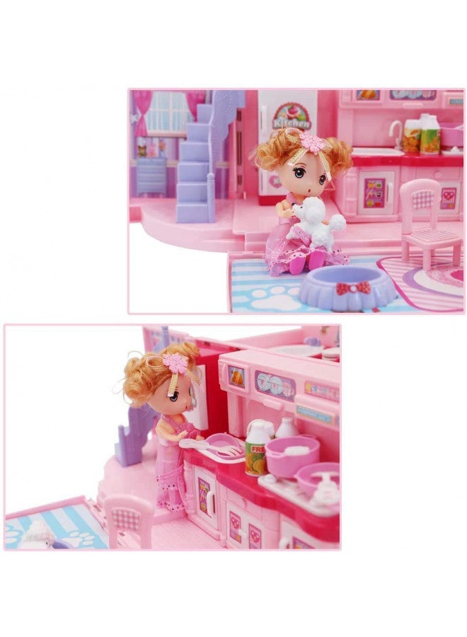 deAO Doll Houses Portable Backpack for Girls with Doll Toy House with Light and Music Baby Dollhouse Furniture for 3 to 8 Years Olds Toddler Kids - Image 5