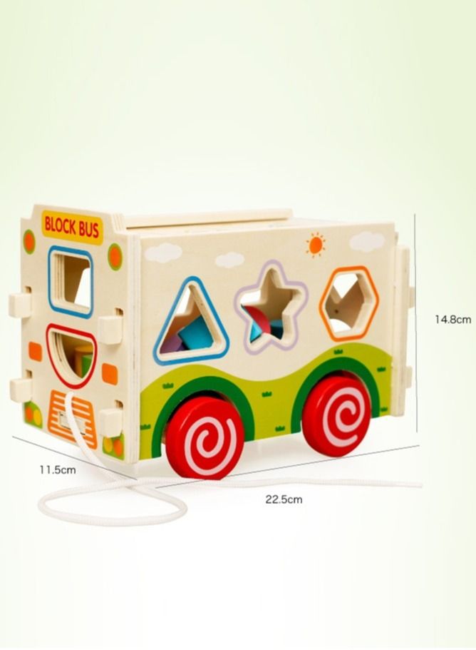 Soofam Wooden Sorter Toy,Bus Shaped Wooden Blocks Shape Sorter Set Sturdy, Durable and Colorful, Assorted - Image 5