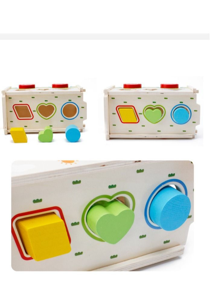 Soofam Wooden Sorter Toy,Bus Shaped Wooden Blocks Shape Sorter Set Sturdy, Durable and Colorful, Assorted - Image 3