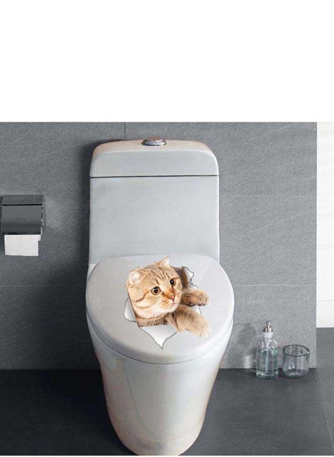 Generic - 3D Toilet Wall Sticker Brown/White 210x1x220mm - Image 1