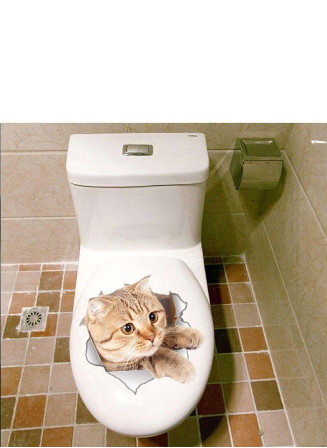 Generic - 3D Toilet Wall Sticker Brown/White 210x1x220mm - Image 1