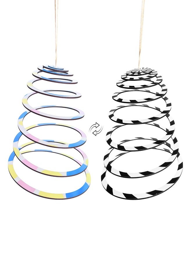 Brainytots Spiral Hanging Mobile Toy for Newborn Baby | Dual Sided Black White & Color Wooden Cot Toy | Bed Cradle Nursery Toys for Visual & Sensory Development (Circle) - Image 1