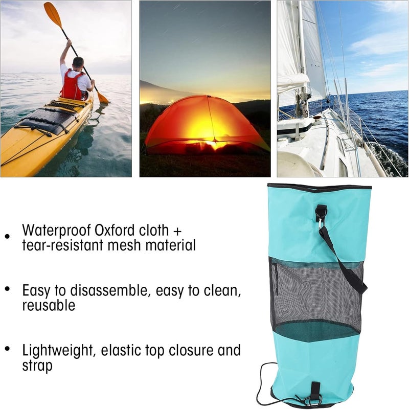 Boat Trash Bag Reusable Waterproof Mesh Garbage Bag, Outdoor Mesh Trash Bag for Boat with Elastic Top and Sturdy Buckle Strap, Portable Garbage Storage for Kayaking - Image 5