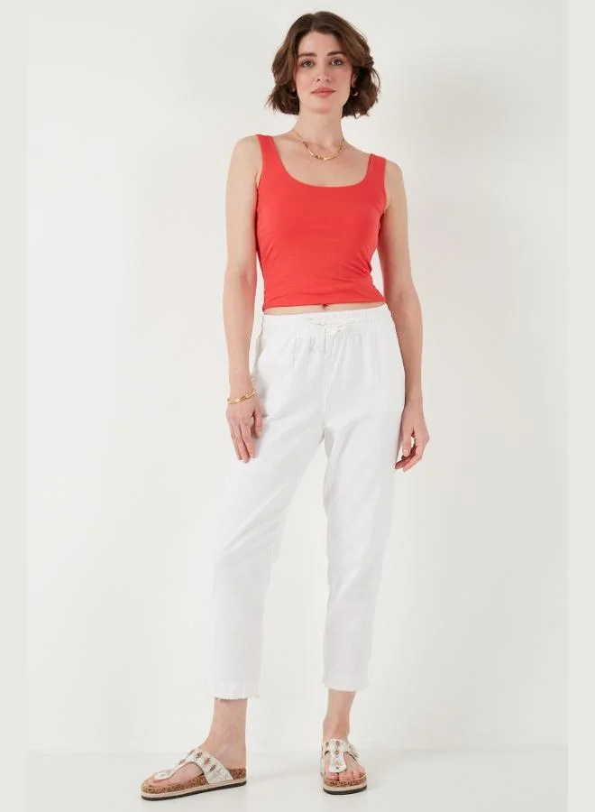 ليلا بنطلون قصير نسائي بخصر عالٍ من الكتان من ليلا