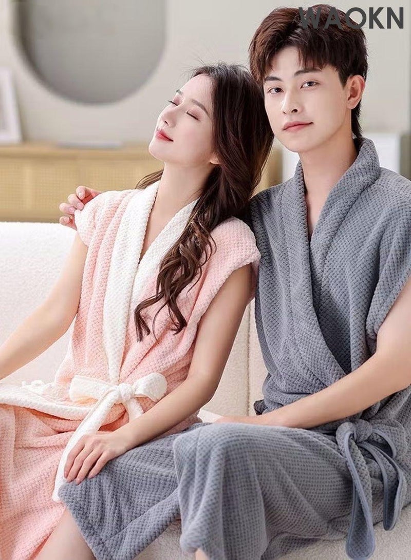 WAOKN Women's Bath Robe, Wearable Bath Towel with Side Pocket Wrap Shower Wrap Towel Dress Bathrobe Waffle Spa Towel Robes with Adjustable Closure Quick Dry Lightweight Cover Up - Image 4