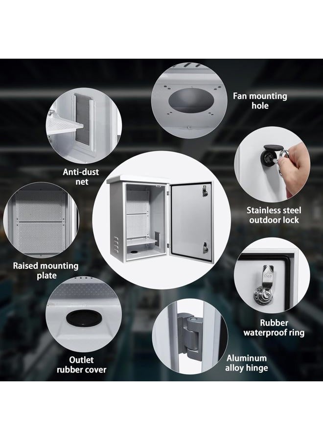 UNNAK Outdoor Weatherproof Enclosure Electrical Box - 23.6x15.7x11.8 Outdoor Network Enclosure Exterior Box Ventilated Enclosure hinged Outdoor Galvanized Electrical Ventilation Design(600 * 400 * 300mm) - Image 3