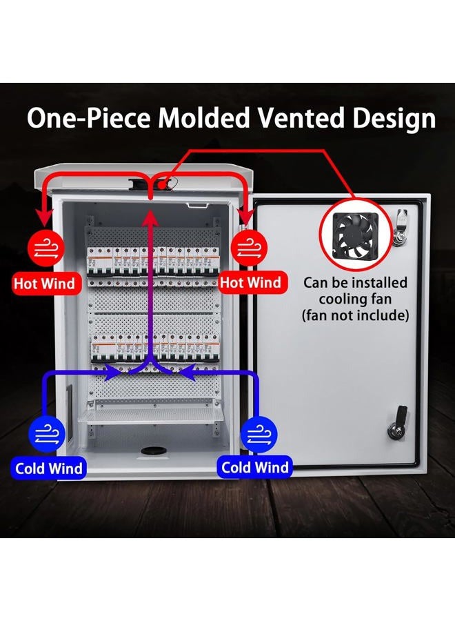 UNNAK Outdoor Weatherproof Enclosure Electrical Box - 23.6x15.7x11.8 Outdoor Network Enclosure Exterior Box Ventilated Enclosure hinged Outdoor Galvanized Electrical Ventilation Design(600 * 400 * 300mm) - Image 2