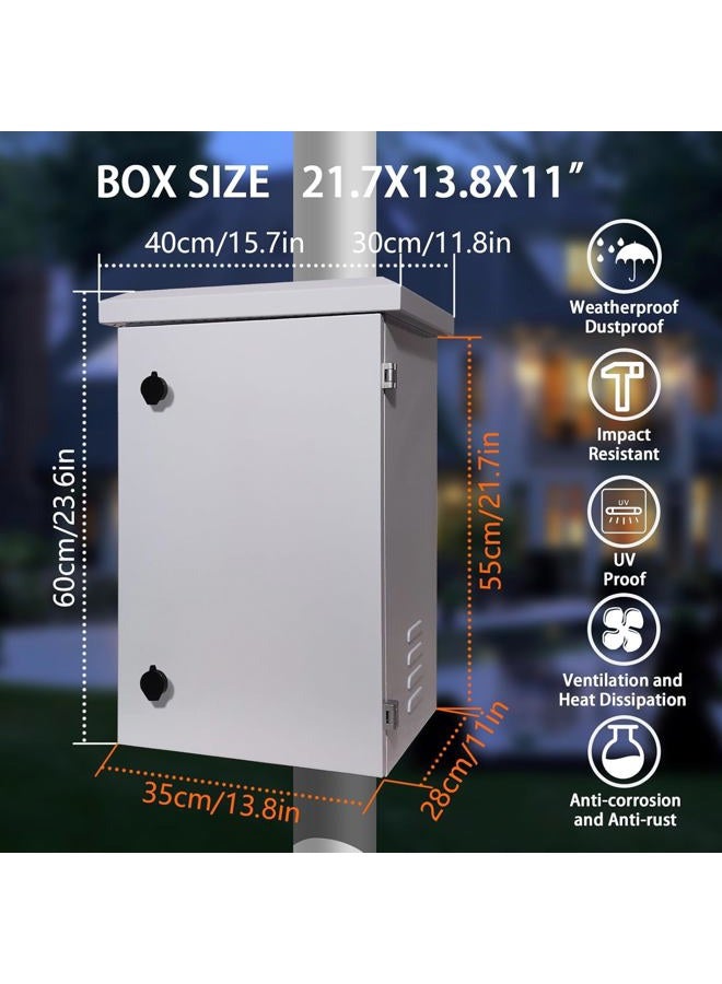 UNNAK Outdoor Weatherproof Enclosure Electrical Box - 23.6x15.7x11.8 Outdoor Network Enclosure Exterior Box Ventilated Enclosure hinged Outdoor Galvanized Electrical Ventilation Design(600 * 400 * 300mm) - Image 5