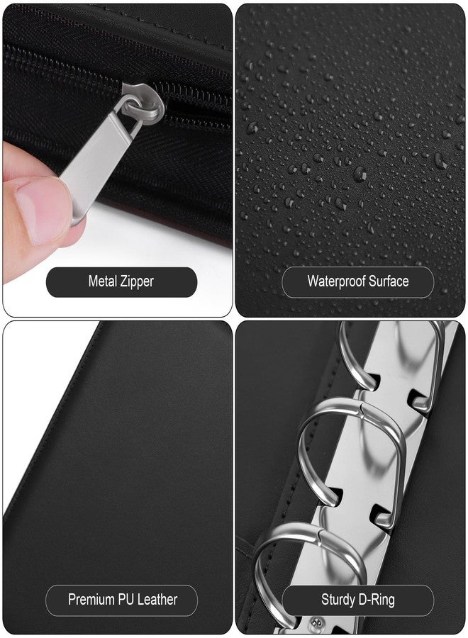 Antner Zippered 7 Ring Business Checkbook Binder Portfolio for 3-on-a-Page Business Checks, 600 Checks Capacity, PU Leather Check Book Binder Cover with Zipper Pouch & Dividers for 9x13 Sheets, Black - Image 3