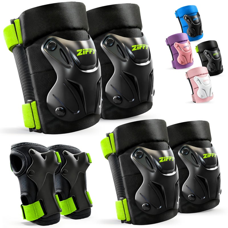 ZIFFY Knee Pads for Kids 5-8, Elbow and Knee Pads with Wrist Guard, Protective Gear Set for Boys Girls Skateboard Roller Skating Cycling Bike Scooter, S, Black by Jova - Image 1