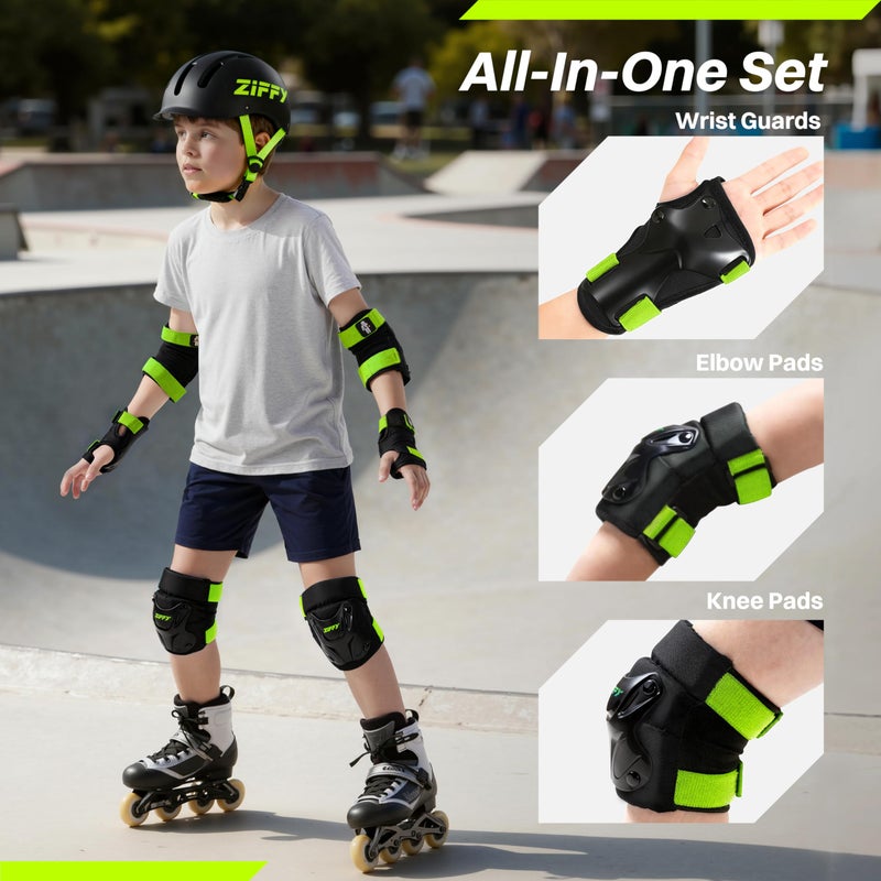 ZIFFY Knee Pads for Kids 5-8, Elbow and Knee Pads with Wrist Guard, Protective Gear Set for Boys Girls Skateboard Roller Skating Cycling Bike Scooter, S, Black by Jova - Image 2
