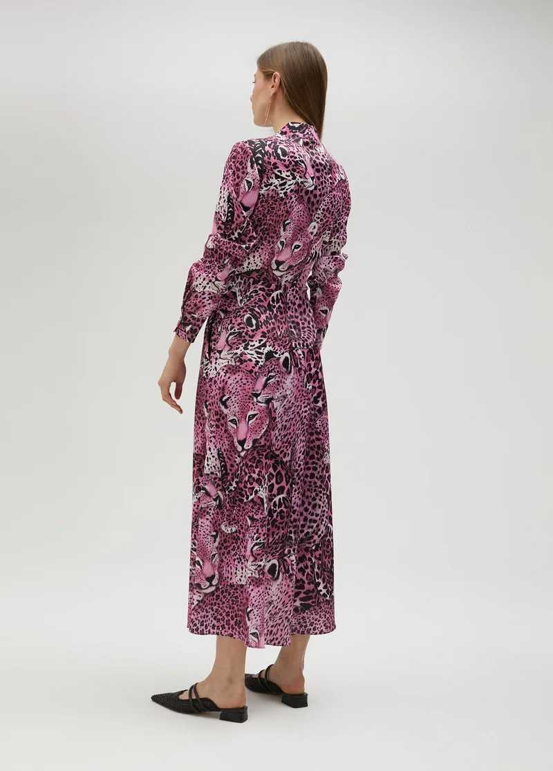 Lola Casademunt Fuchsia animal print shirt dress