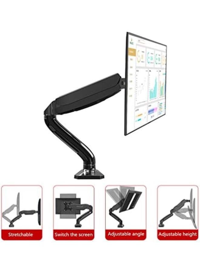 Monitor Desk Mount Stand Computer Monitor Single Arm With Gas Spring For 13 To 27 Inch Pc Lcd Led Screen Adjustable Height Tilt Angle Spring Monitor Riser Swivel Bracket For Vesa 75X75Mm 100X100Mm - Image 2