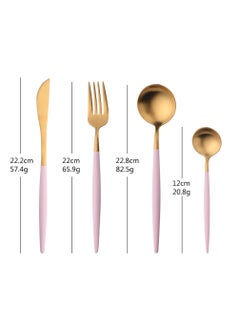 Generic Golden Spoon Set, 24 Pieces in Premium Carton Box, Premium Quality AR - Silverware Set Stainless Steel Cutlery: 24 Piece Dinnerware Utensils Dinner Forks Spoons Steak Knife Service 6 - 24 Piece Spoon Set - 6 Person Cutlery Set, 24 Piece Cutlery Set Black Gold Matt, Dinner Set with Knife Fork Spoon, Stainless Steel Cutlery Set, Dishwasher Safe  - Image 2