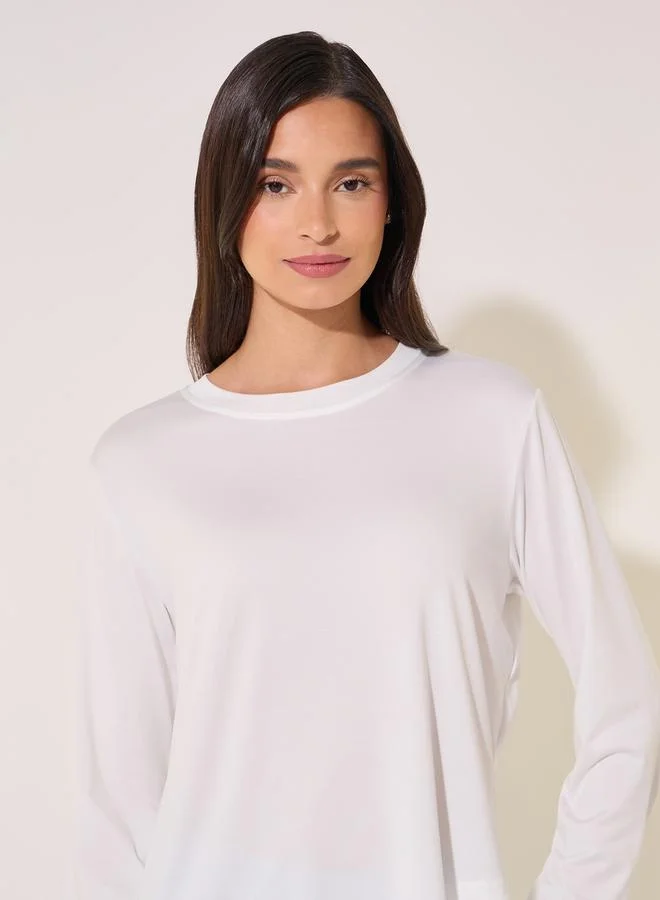 Take Two Asymmetric Hem Long Sleeve T-Shirt and Pyjama Set