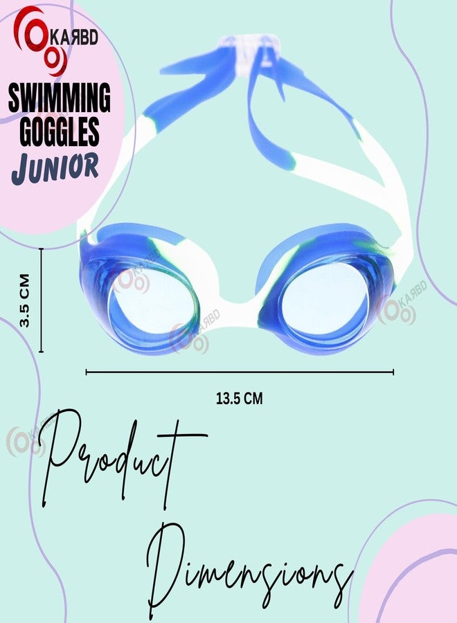 KARBD Swimming Goggles Junior Kids Size Swimming Pool Water Sports Anti Fog No Leak Swim Eyes UV Ray Protection Glasses for Children Boys Girls 1 to 4 Years Age (Junior Size, Multicolour Mix Blue) - Image 3