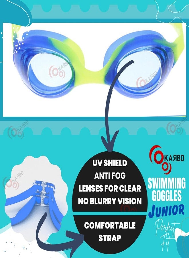 KARBD Swimming Goggles Junior Kids Size Swimming Pool Water Sports Anti Fog No Leak Swim Eyes UV Ray Protection Glasses for Children Boys Girls 1 to 4 Years Age (Junior Size, Multicolour Mix Blue) - Image 4