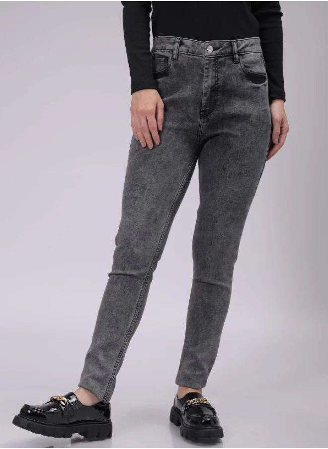 مرفوعة Women Slim Grey Jeans